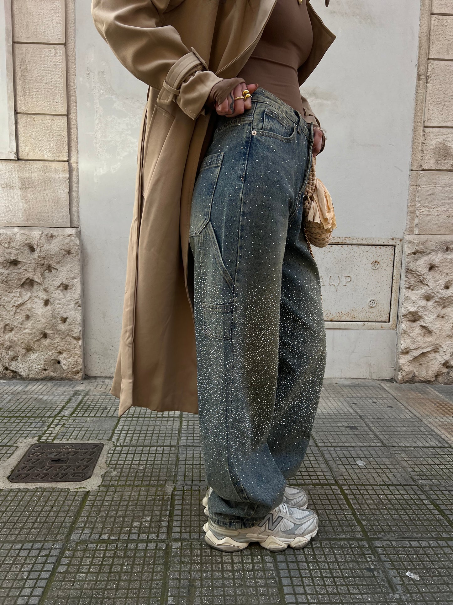 Jeans ballon strass