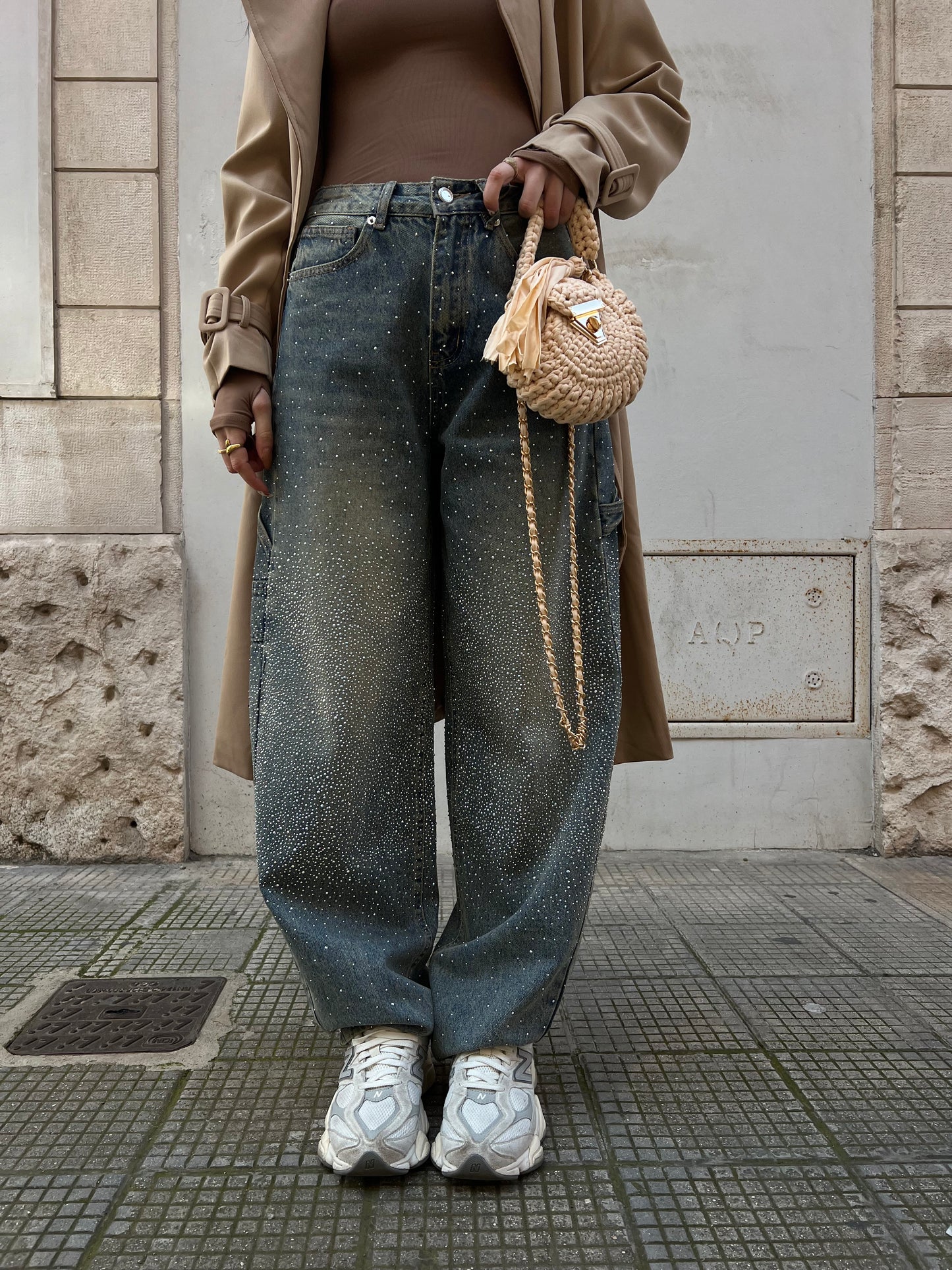 Jeans ballon strass