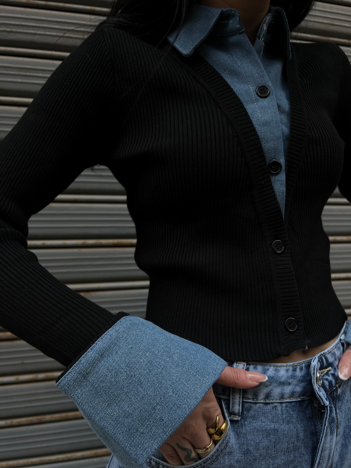 Mini pull effetto camicia