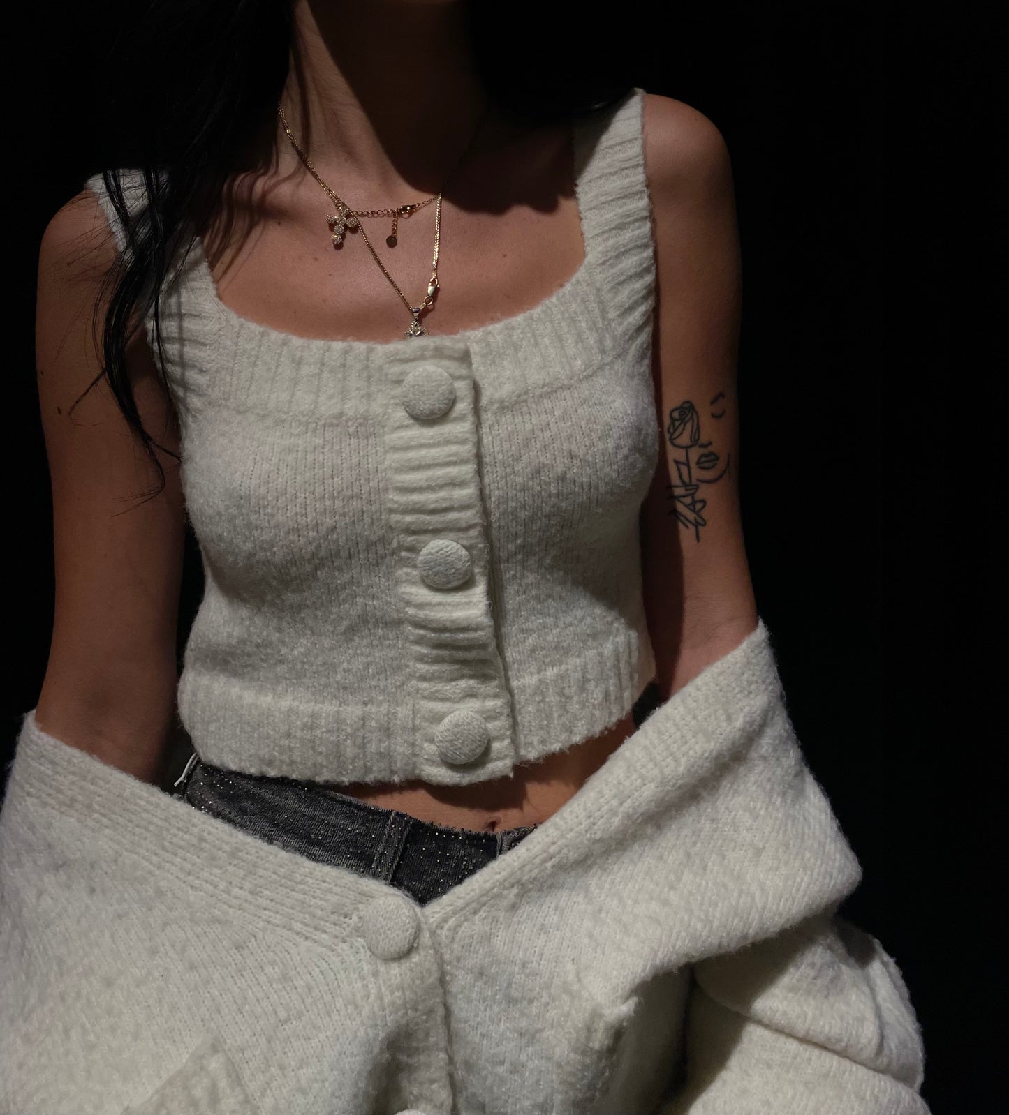 Cardigan con top