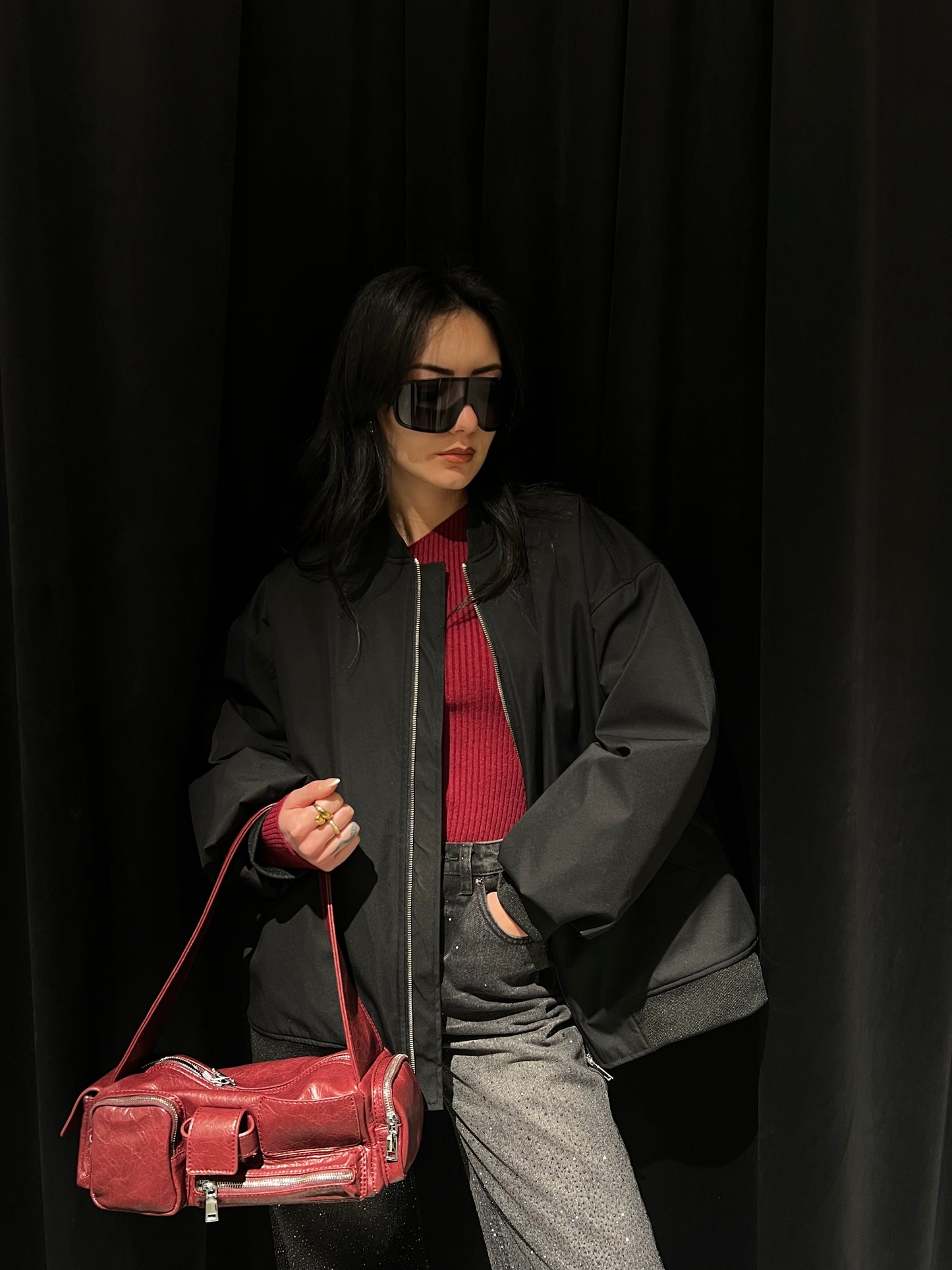 Bomber lumina nero