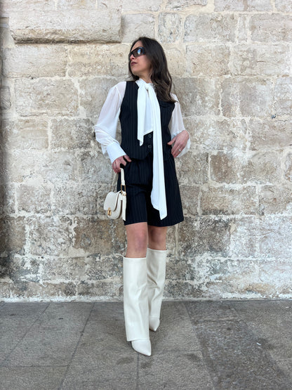 Cord-set gilet e bermuda