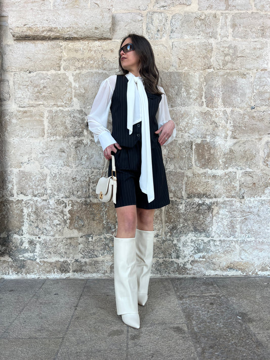 Cord-set gilet e bermuda