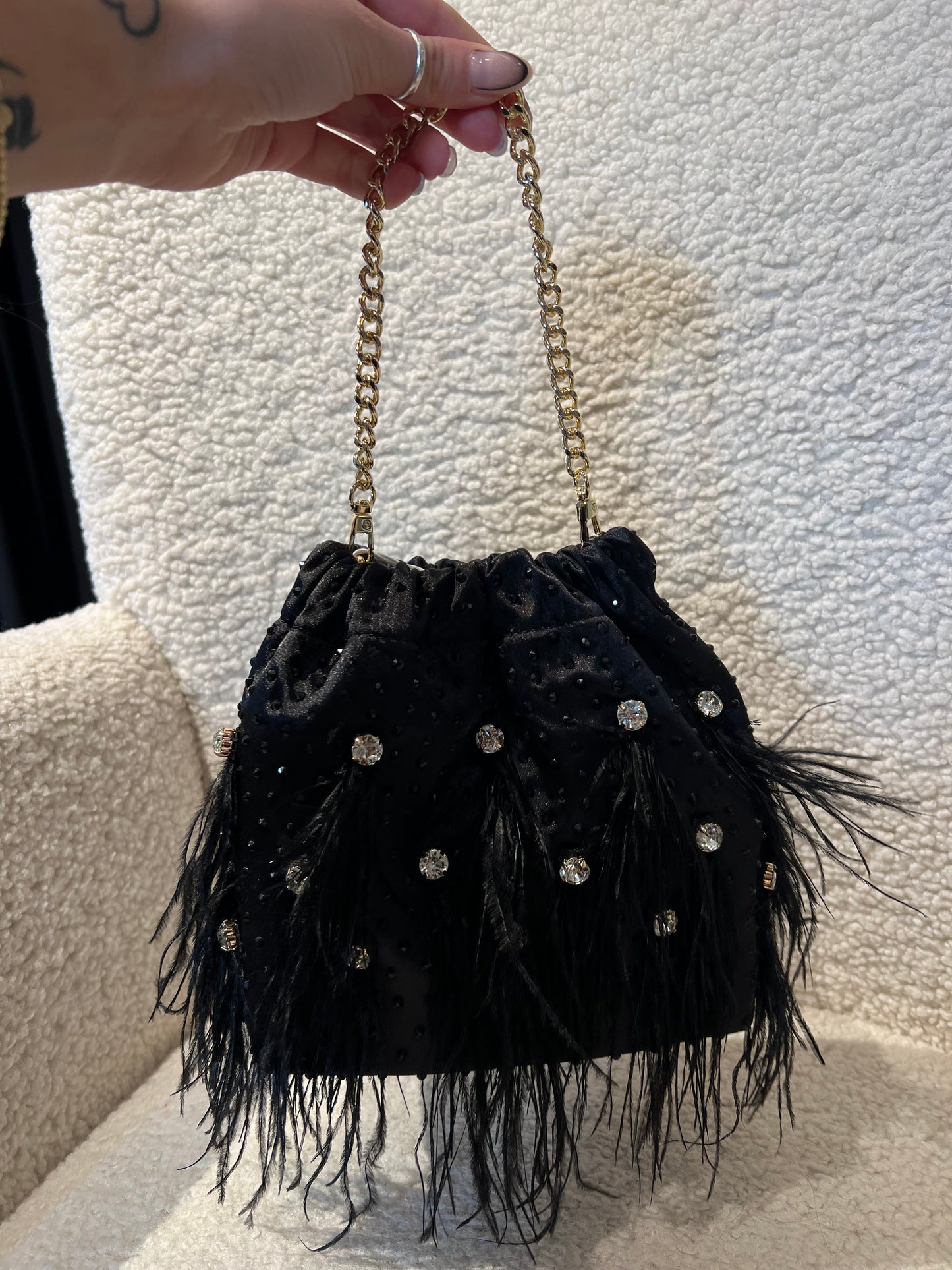 Borsa plumage strass