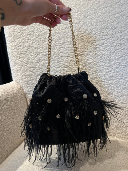 Borsa plumage strass
