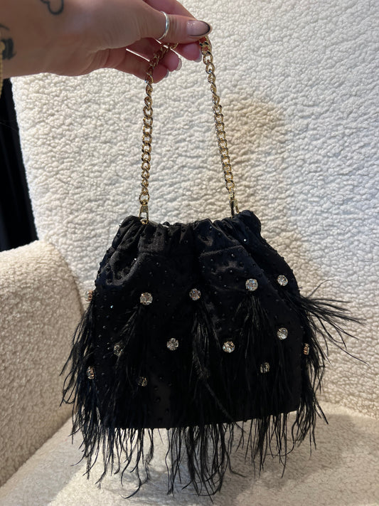 Borsa plumage strass