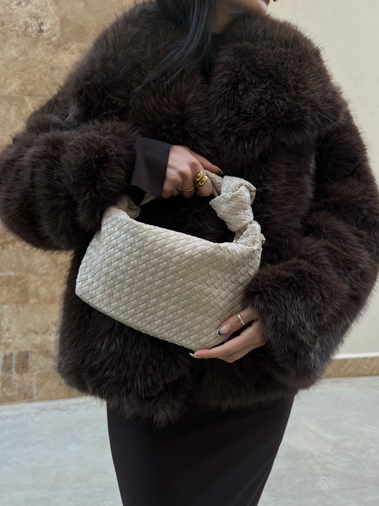 Bag cream intreccio