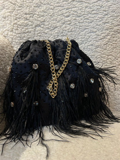 Borsa plumage strass