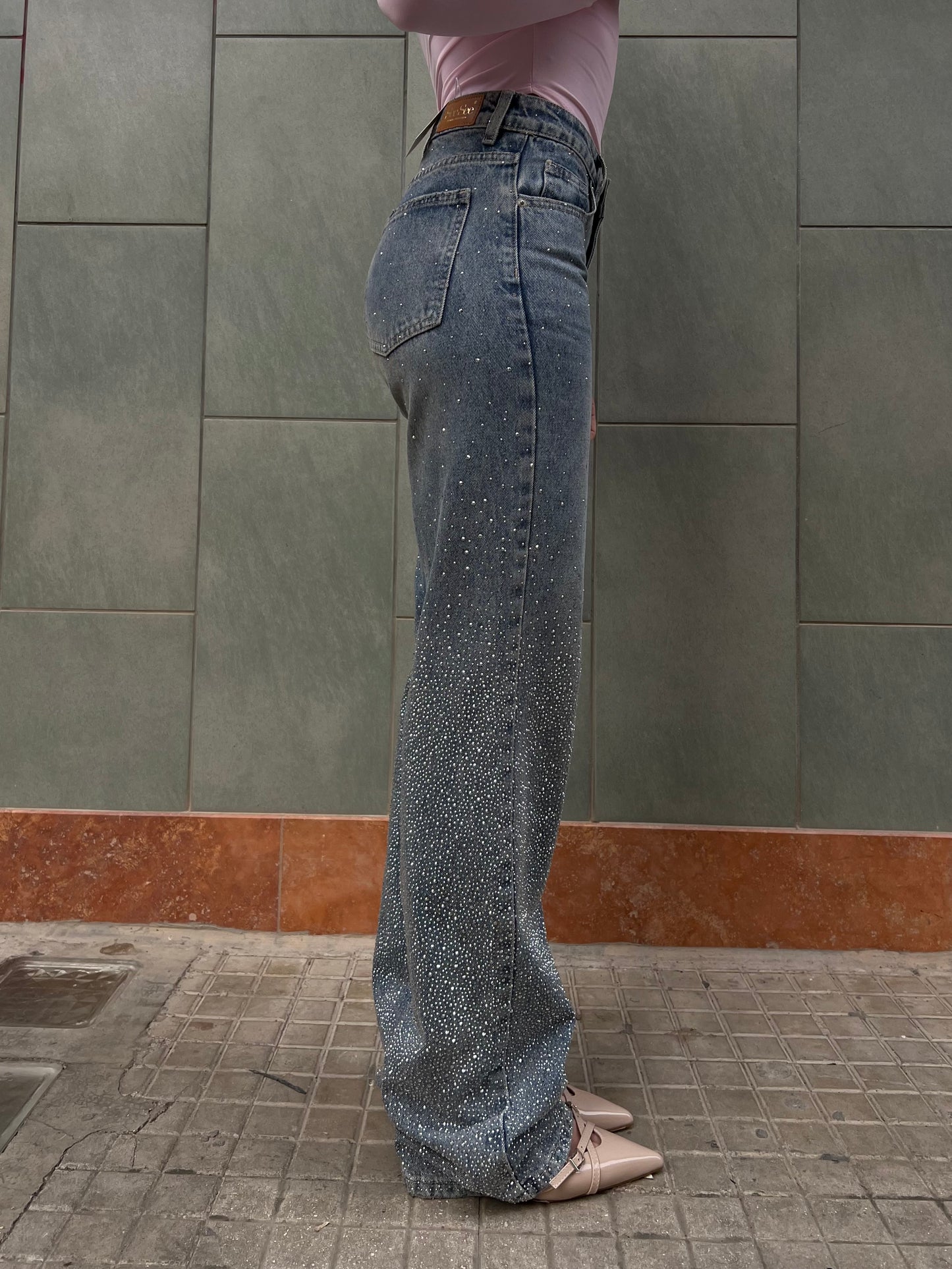Jeans clear Strass