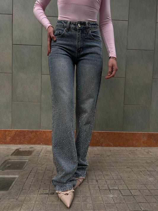 Jeans clear Strass