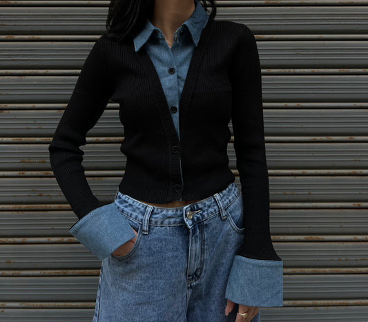 Mini pull effetto camicia