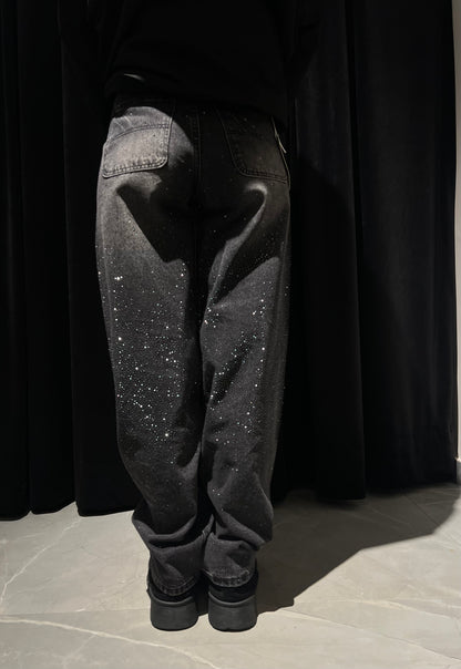 Jeans baggy strass